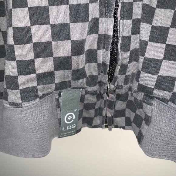 LRG Mens Checkered Hoodie With Bold Logo Design Size XL 100% Cotton Black & Gray - Picture 10 of 11